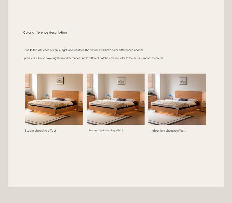 Cherry Solid Wood Modern Multifunctional Night Light Double Bed