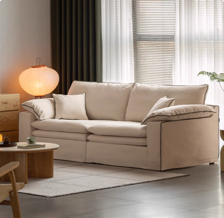 Cotton and Linen Sofa Wabi Sabi Style