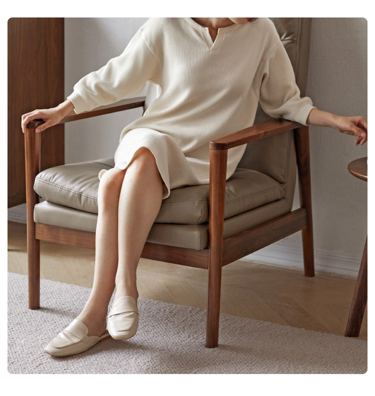 Black Walnut Solid Wood Fabric Sofa Chair