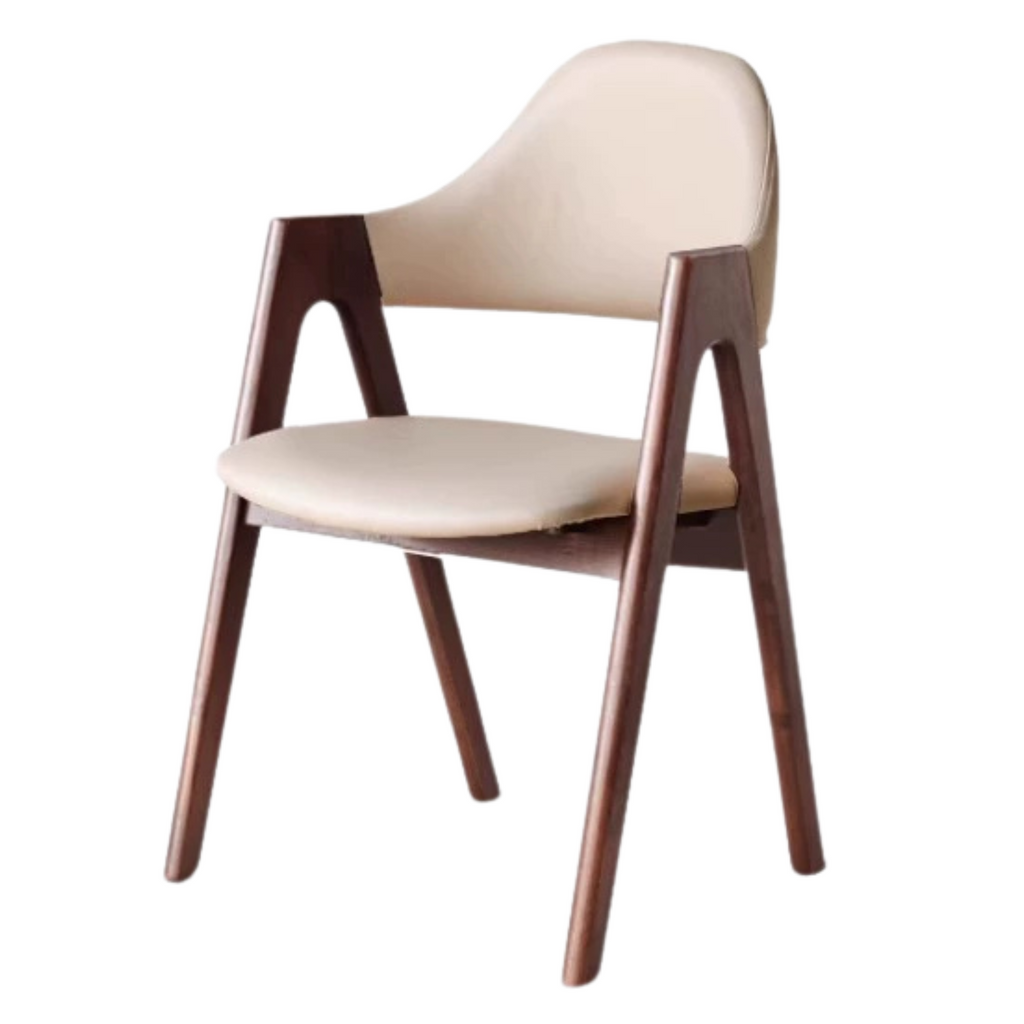 2 pcs Black Walnut Solid Wood, Organic Leather, Armchair