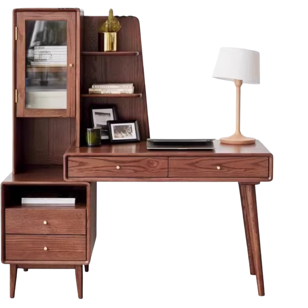 Oak Solid Wood Office Desk Combination