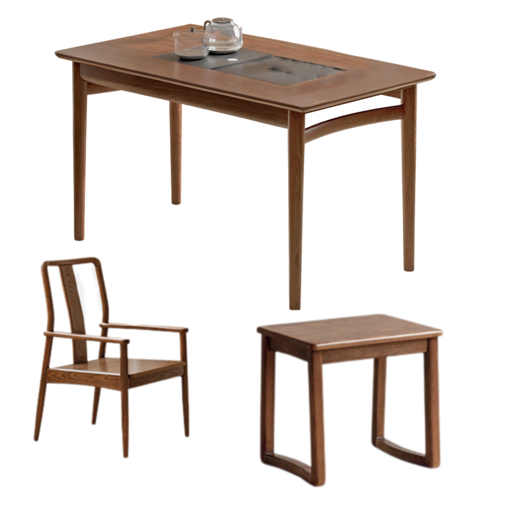 Ash Solid Wood Tea Table With Tea Tray