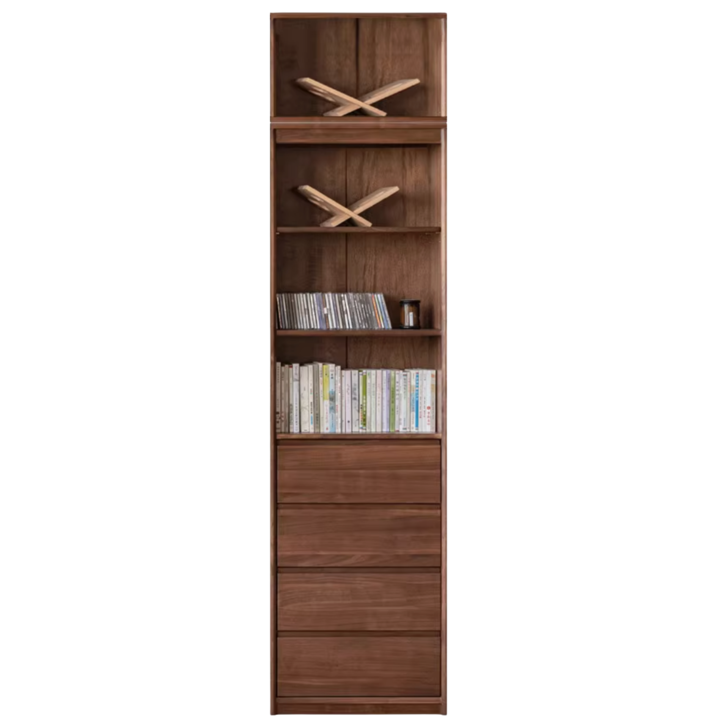 Black Walnut, Golden Sandalwood Solid Wood Bookshelf