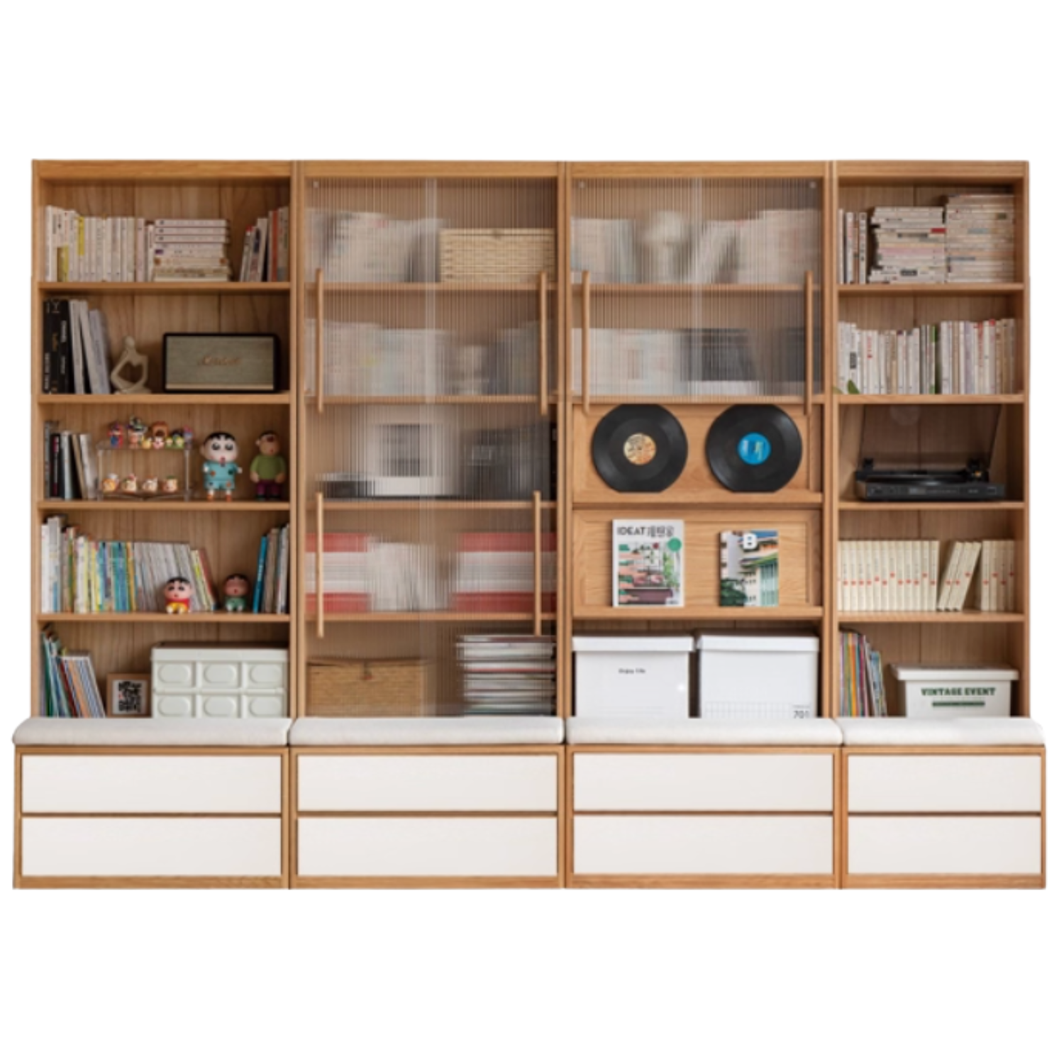 Oak Solid Wood Cream Style Study  Bookcase