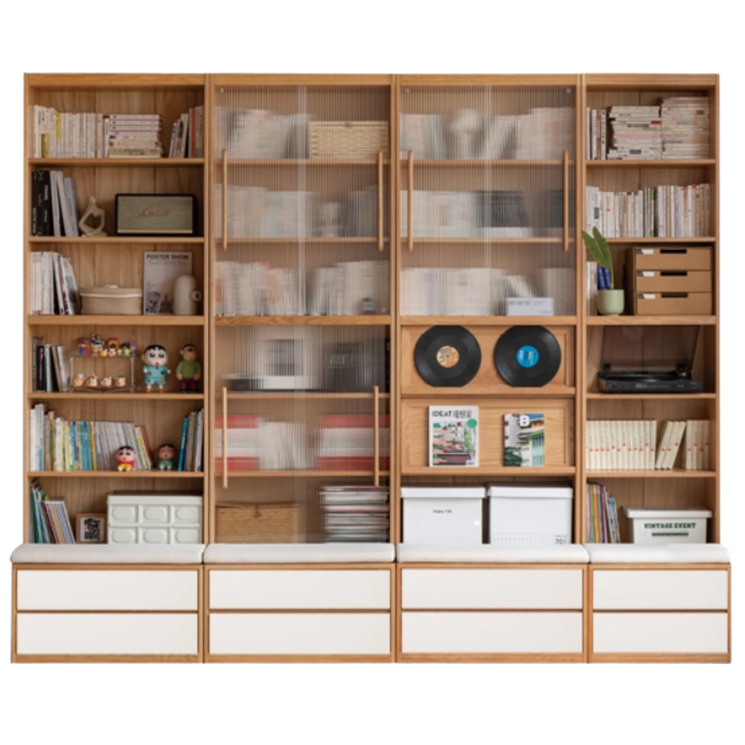 Oak Solid Wood Cream Style Study  Bookcase