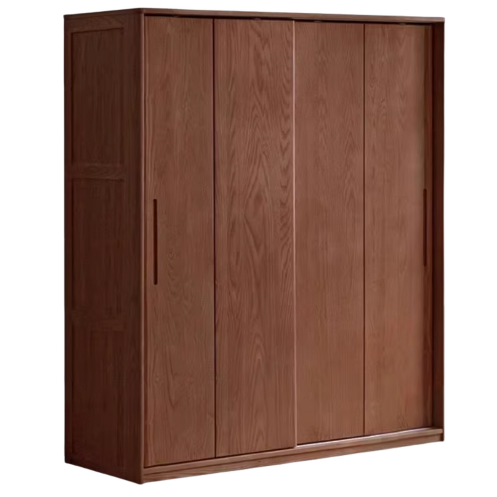 Oak, Ash Solid Wood Wardrobe With Sliding Doors.