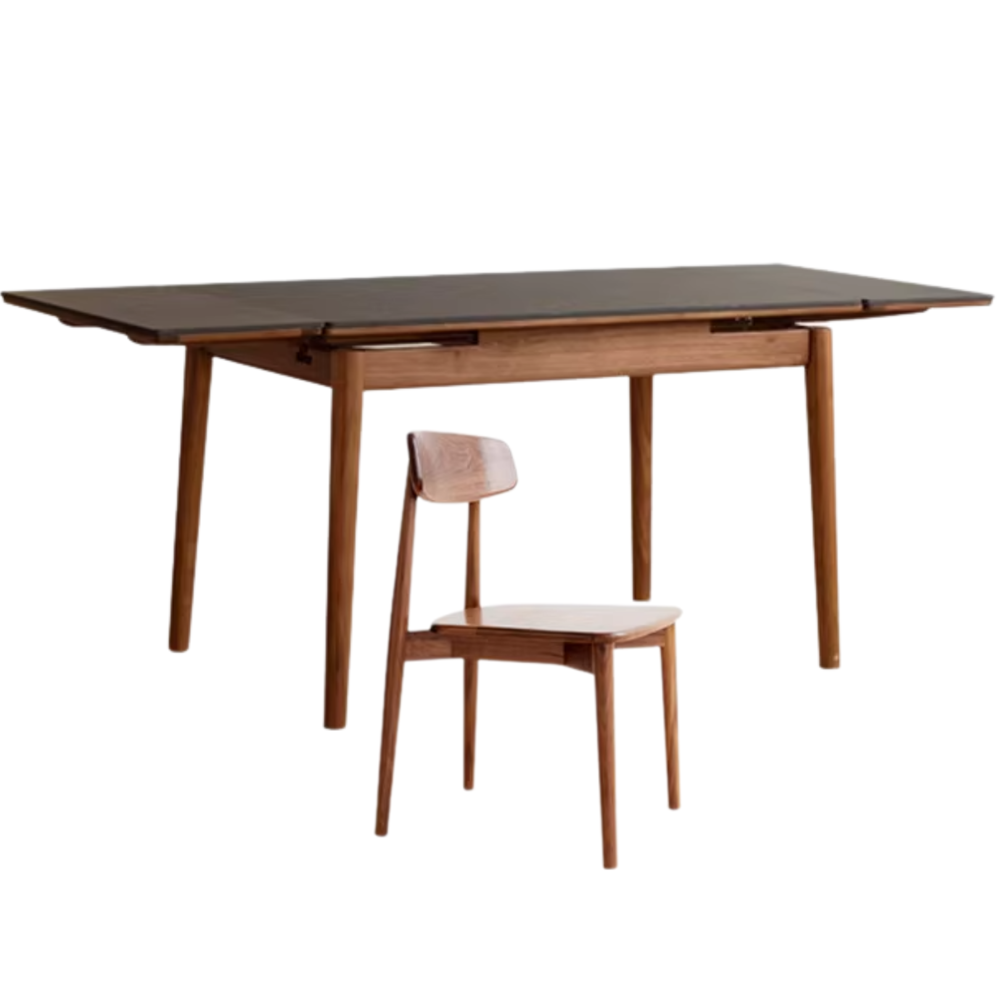 Black Walnut Solid Wood and Rock Plate Dining Table