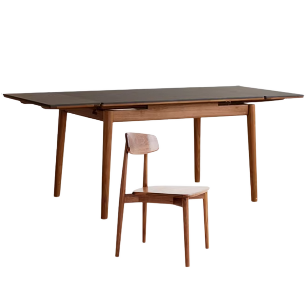 Black Walnut Solid Wood and Rock Plate Dining Table