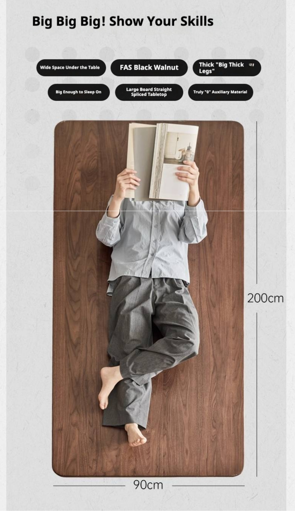 Black Walnut Solid Wood Dining Table