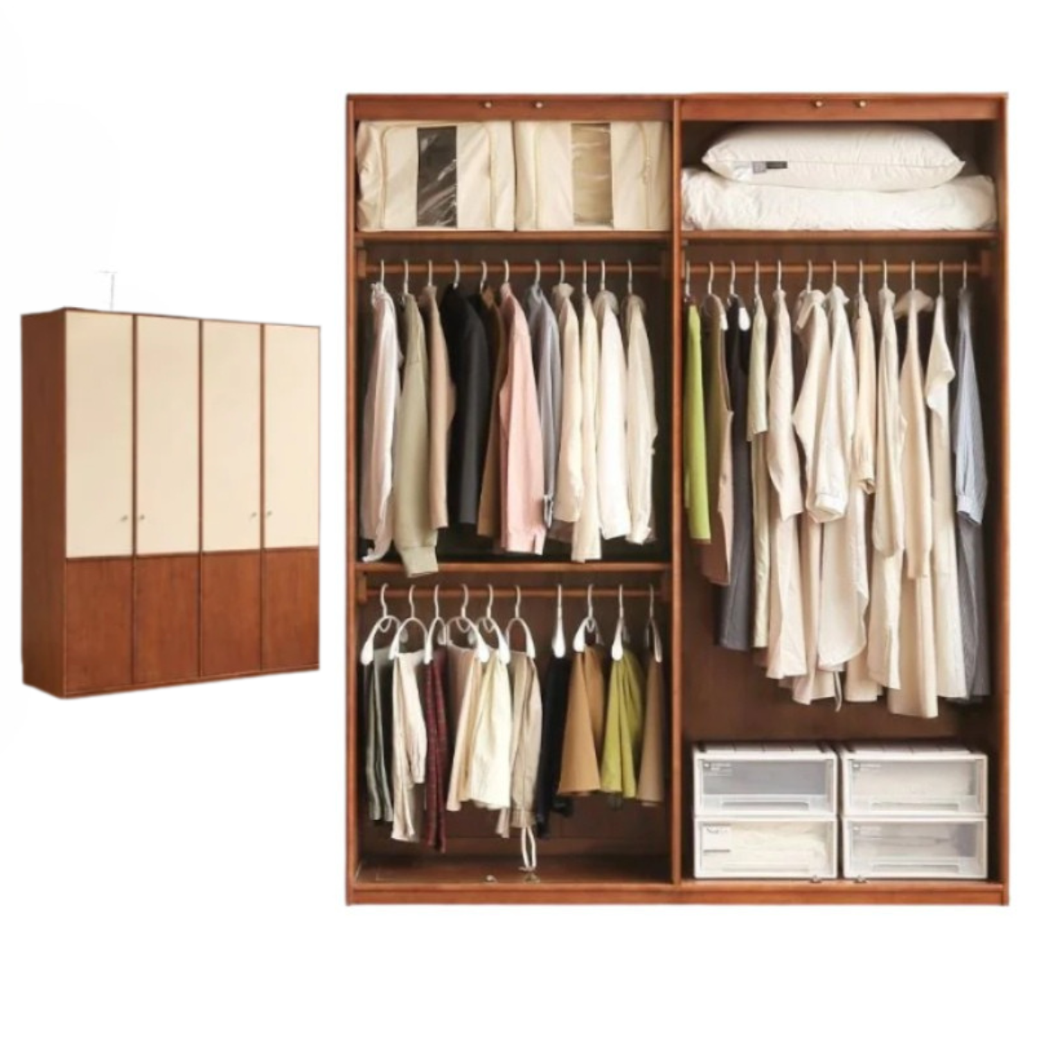 Oak Solid Wood Antique Style Wardrobe.