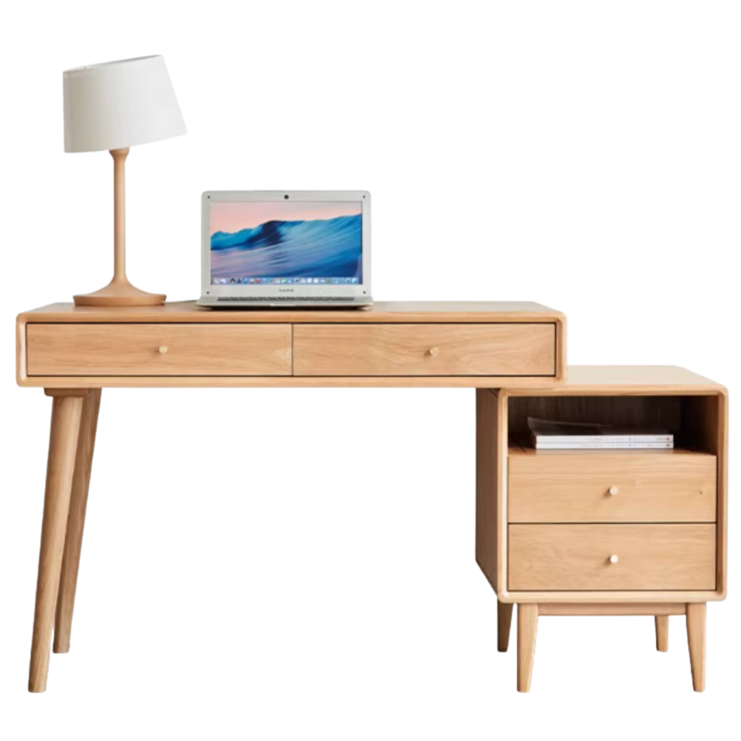 Oak Solid Wood Office Desk Combination