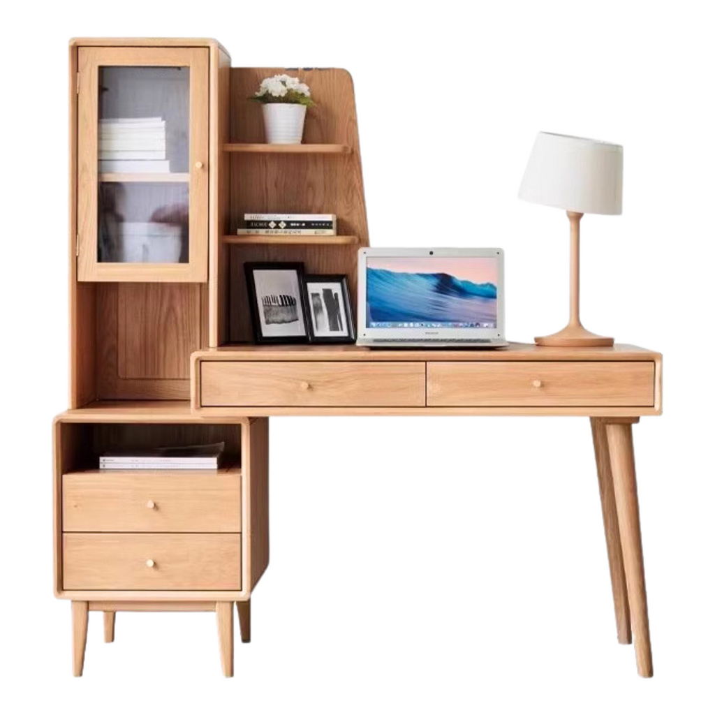 Oak Solid Wood Office Desk Combination