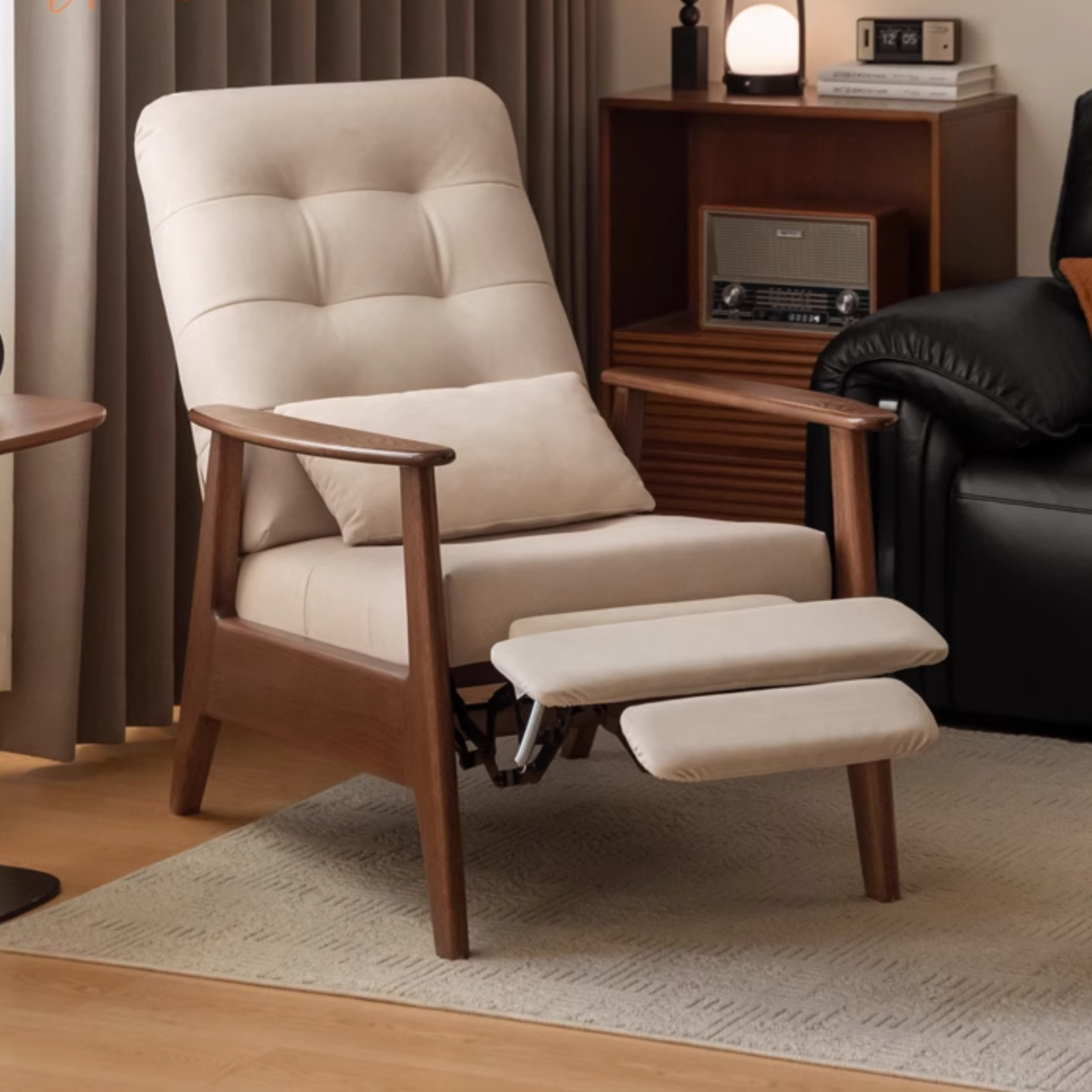 Oak Solid Wood Multifunctional Recliner Armchair