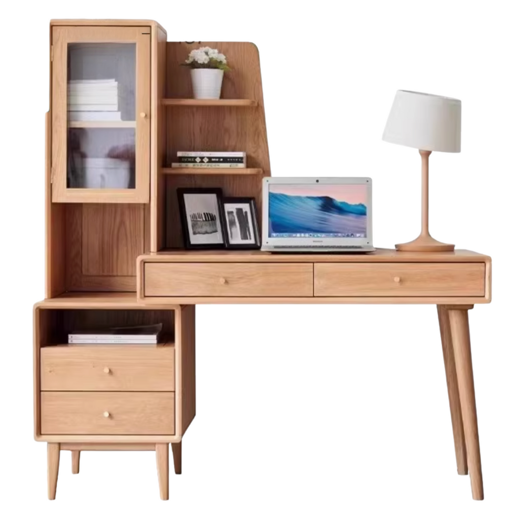 Oak Solid Wood Office Desk Combination