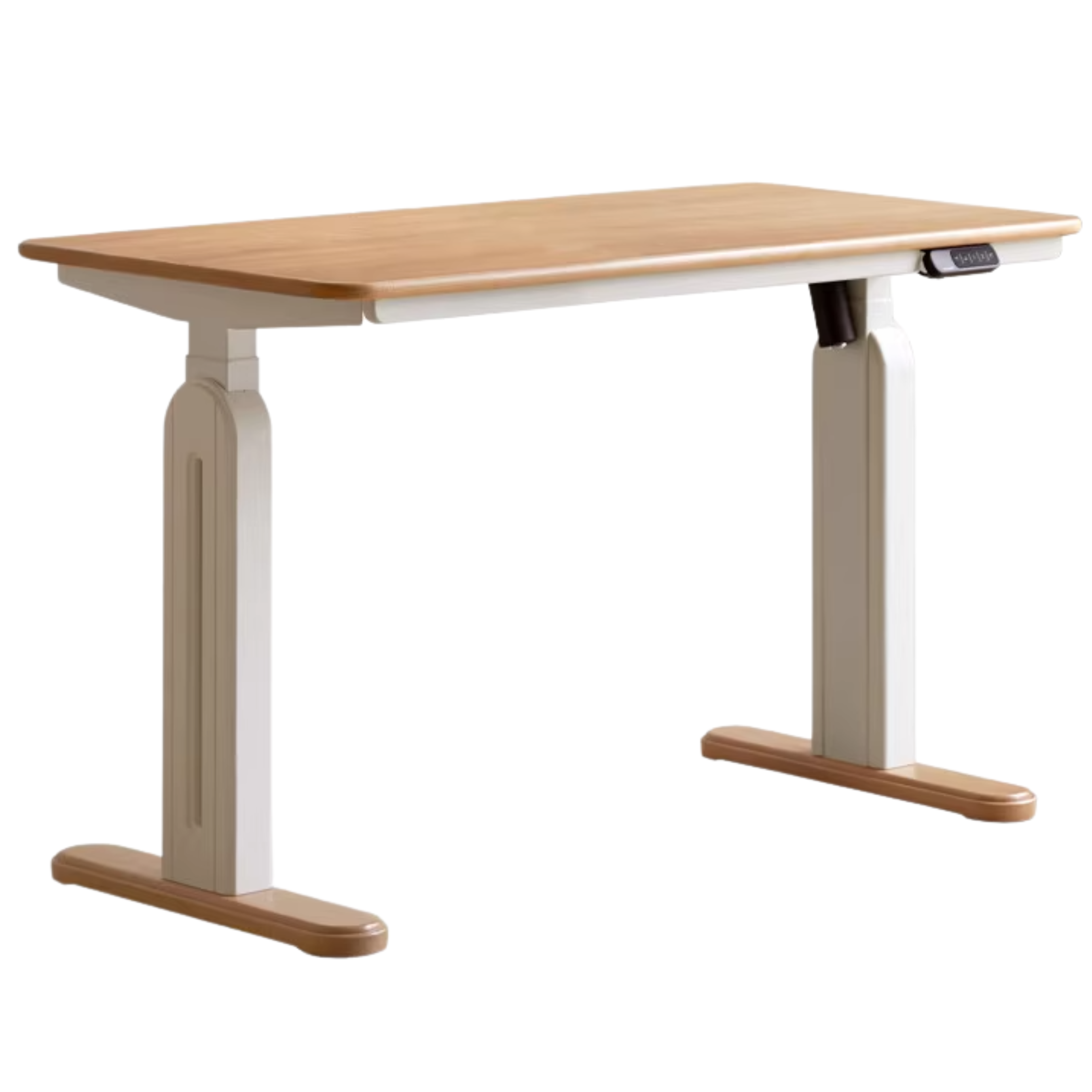 Beech Solid Wood Cream Style Study Electric Lift Desk