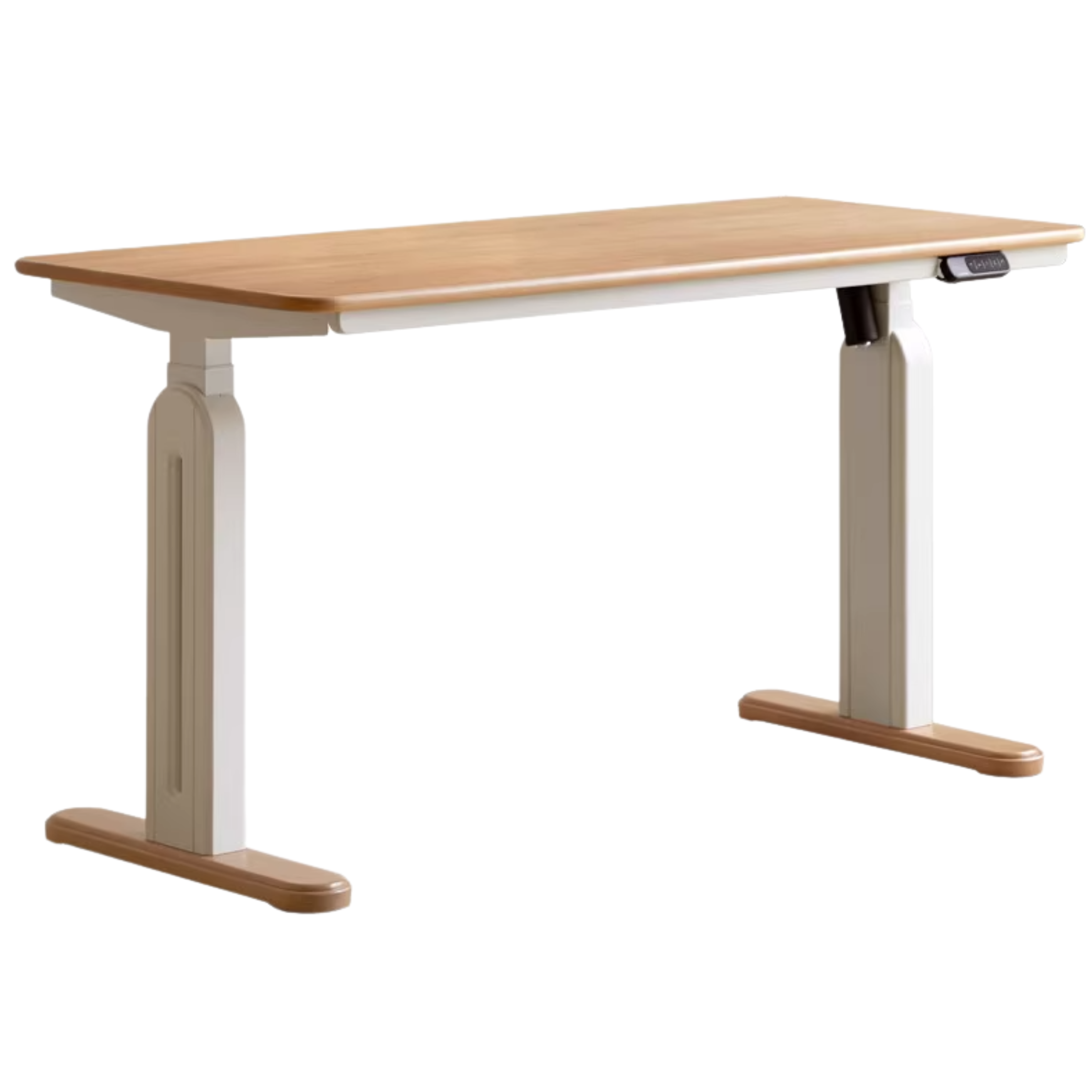 Beech Solid Wood Cream Style Study Electric Lift Desk