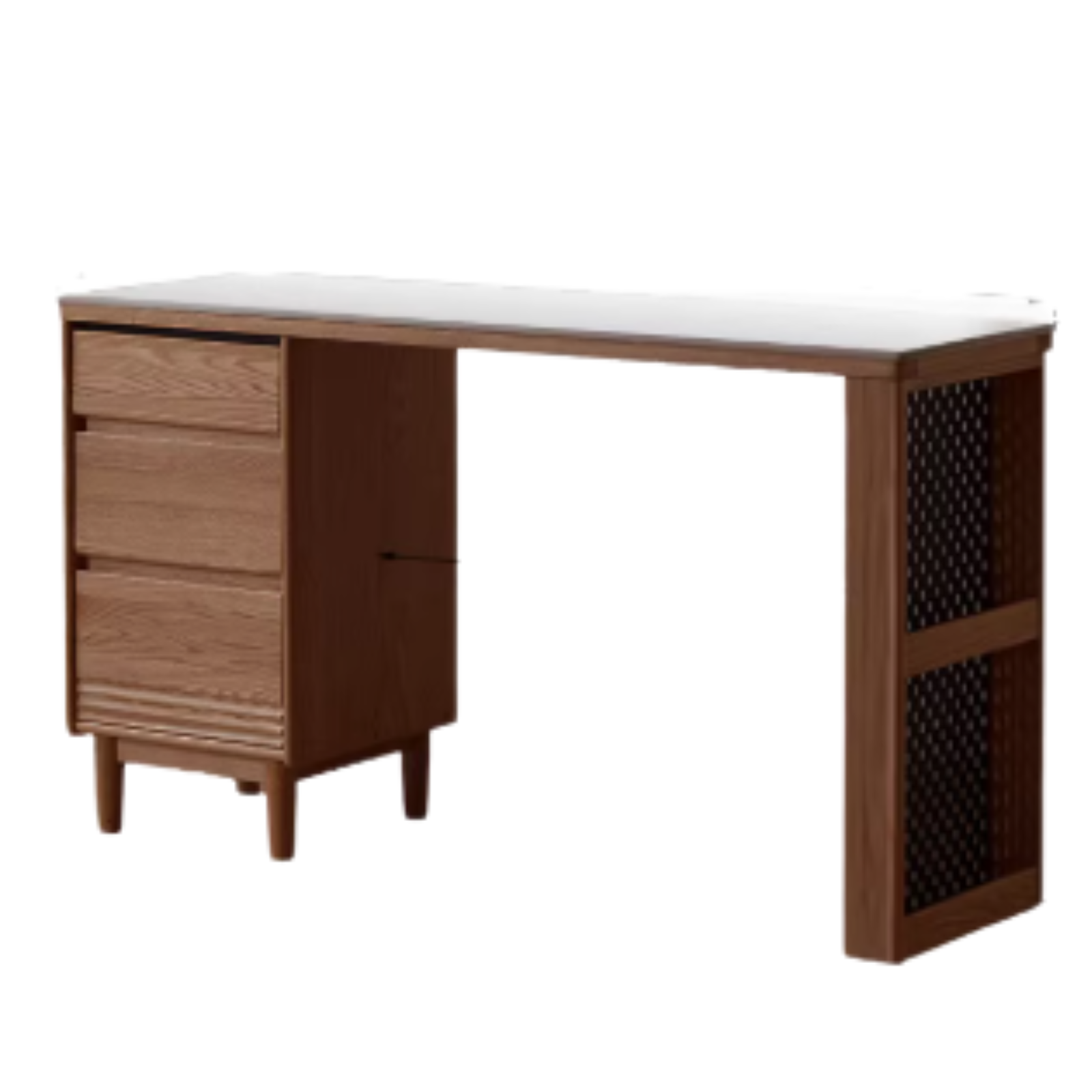 Black Walnut, Oak Solid Wood Light Luxury Style Rock Plate Storage Cabinet