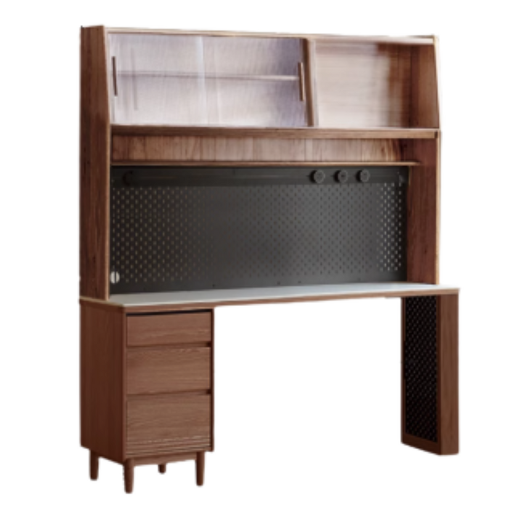 Black Walnut, Oak Solid Wood Light Luxury Style Rock Plate Storage Cabinet