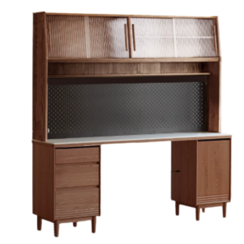 Black Walnut, Oak Solid Wood Light Luxury Style Rock Plate Storage Cabinet