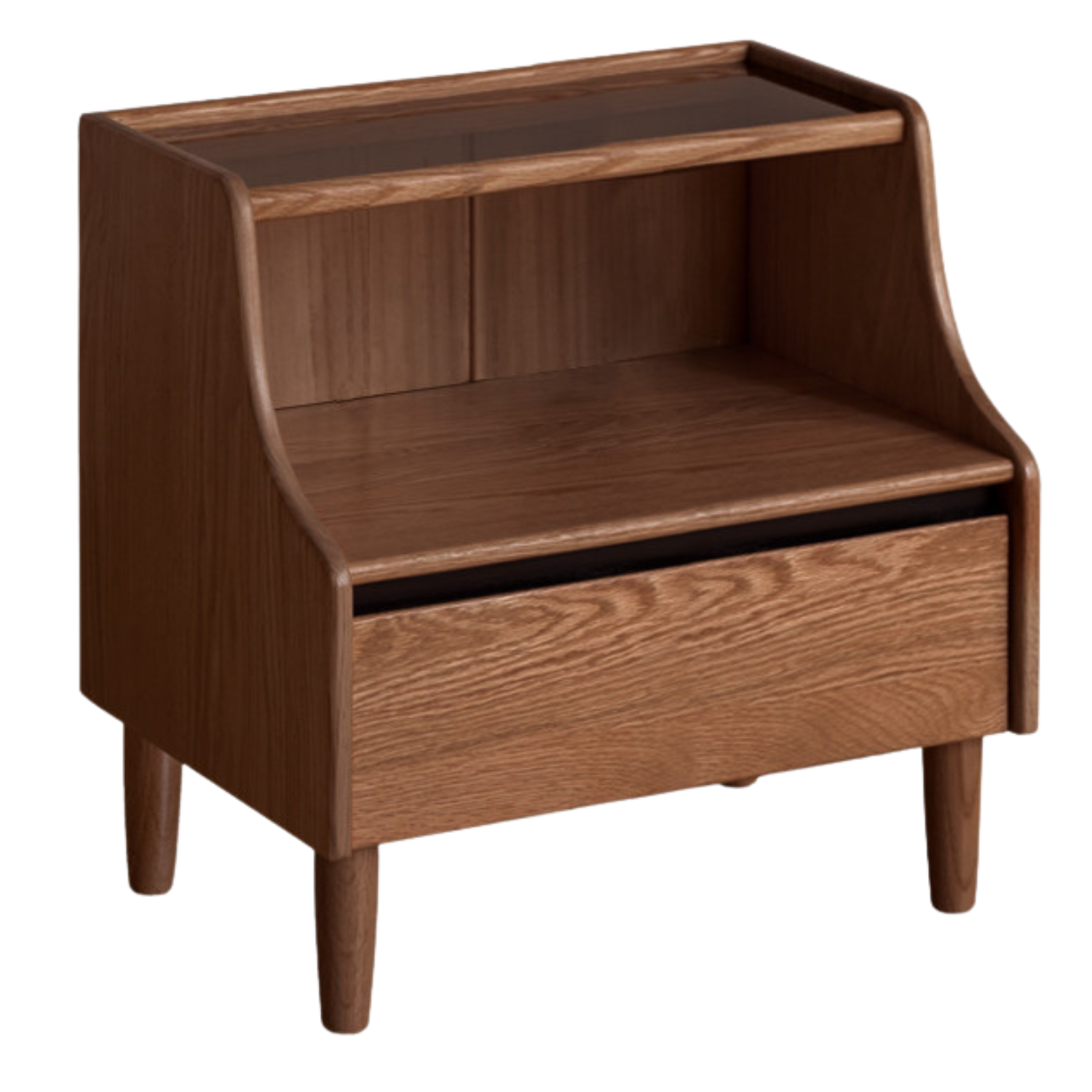 Rubberwood, Oak Solid Wood Log Style Nightstand