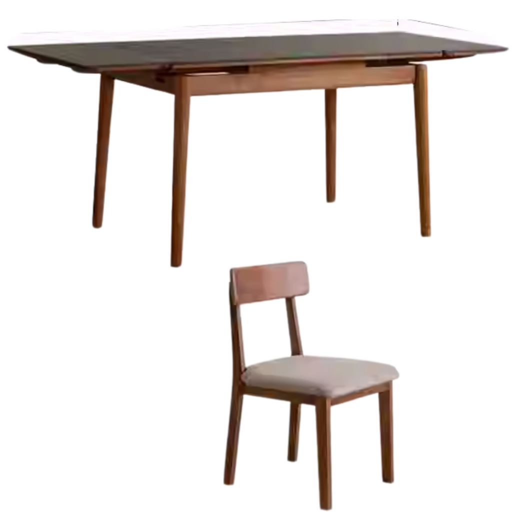 Black Walnut Solid Wood and Rock Plate Dining Table