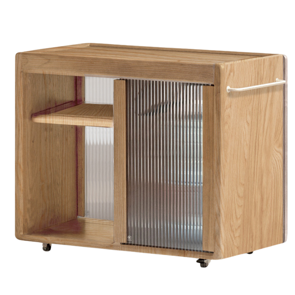 Ash, Oak, Black Walnut Solid Wood Mobile Side Tea Cabinet