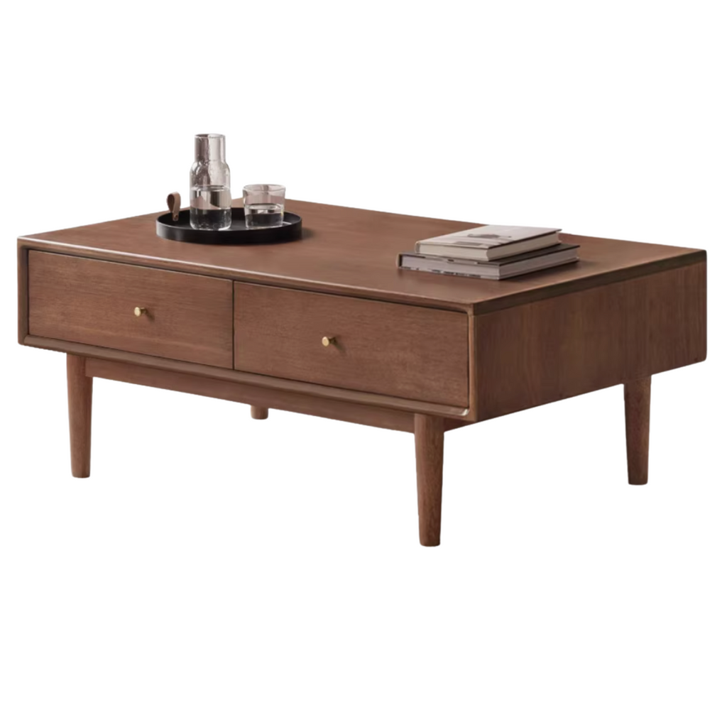 Golden Sandalwood, Black Walnut Solid Wood Rock Plate Tea Table