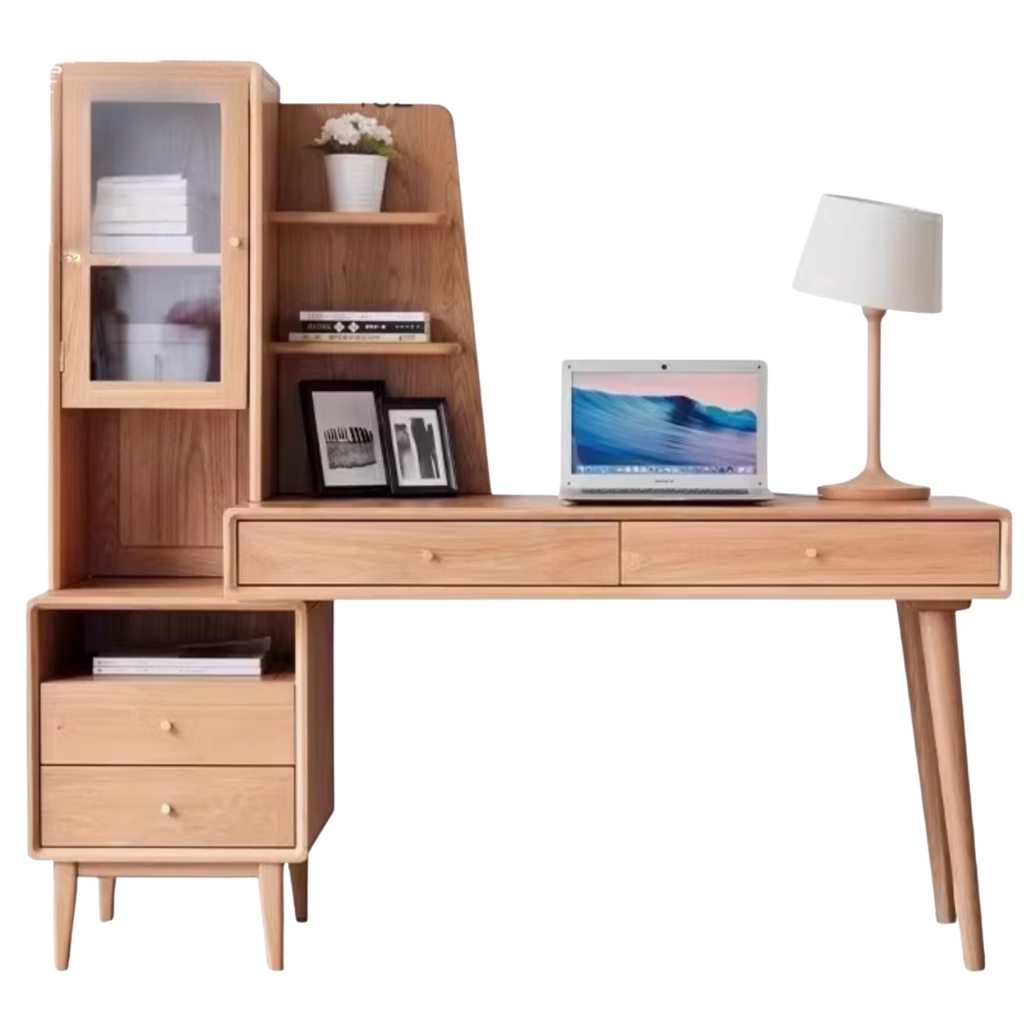Oak Solid Wood Office Desk Combination