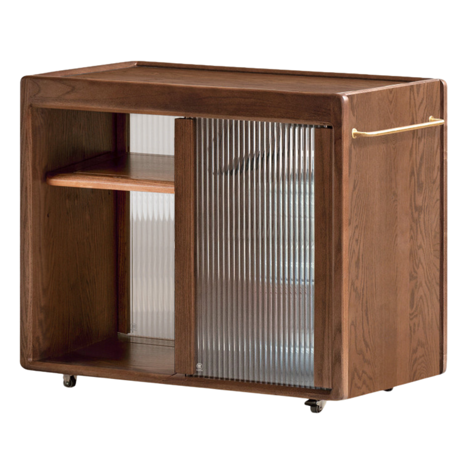 Ash, Oak, Black Walnut Solid Wood Mobile Side Tea Cabinet
