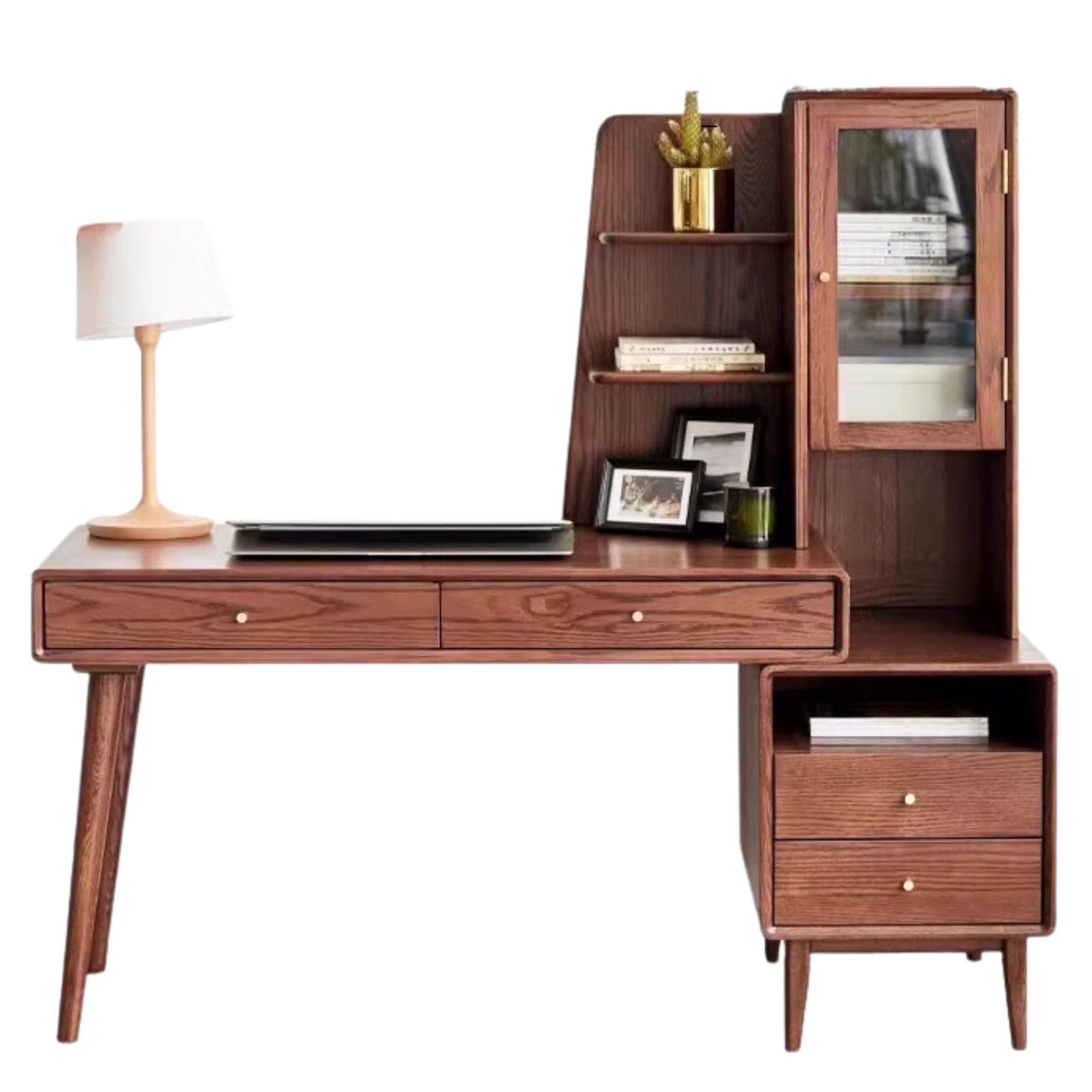 Oak Solid Wood Office Desk Combination