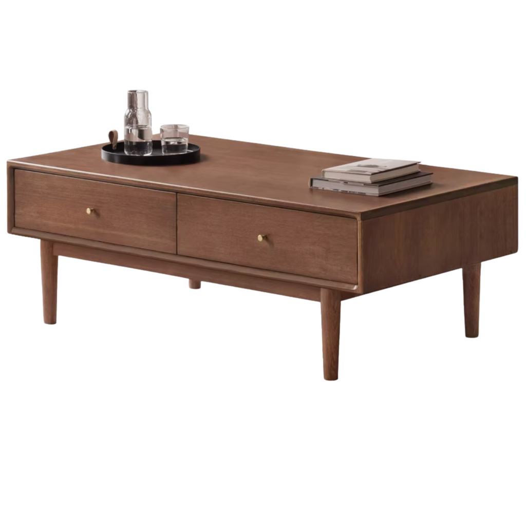 Golden Sandalwood, Black Walnut Solid Wood Rock Plate Tea Table