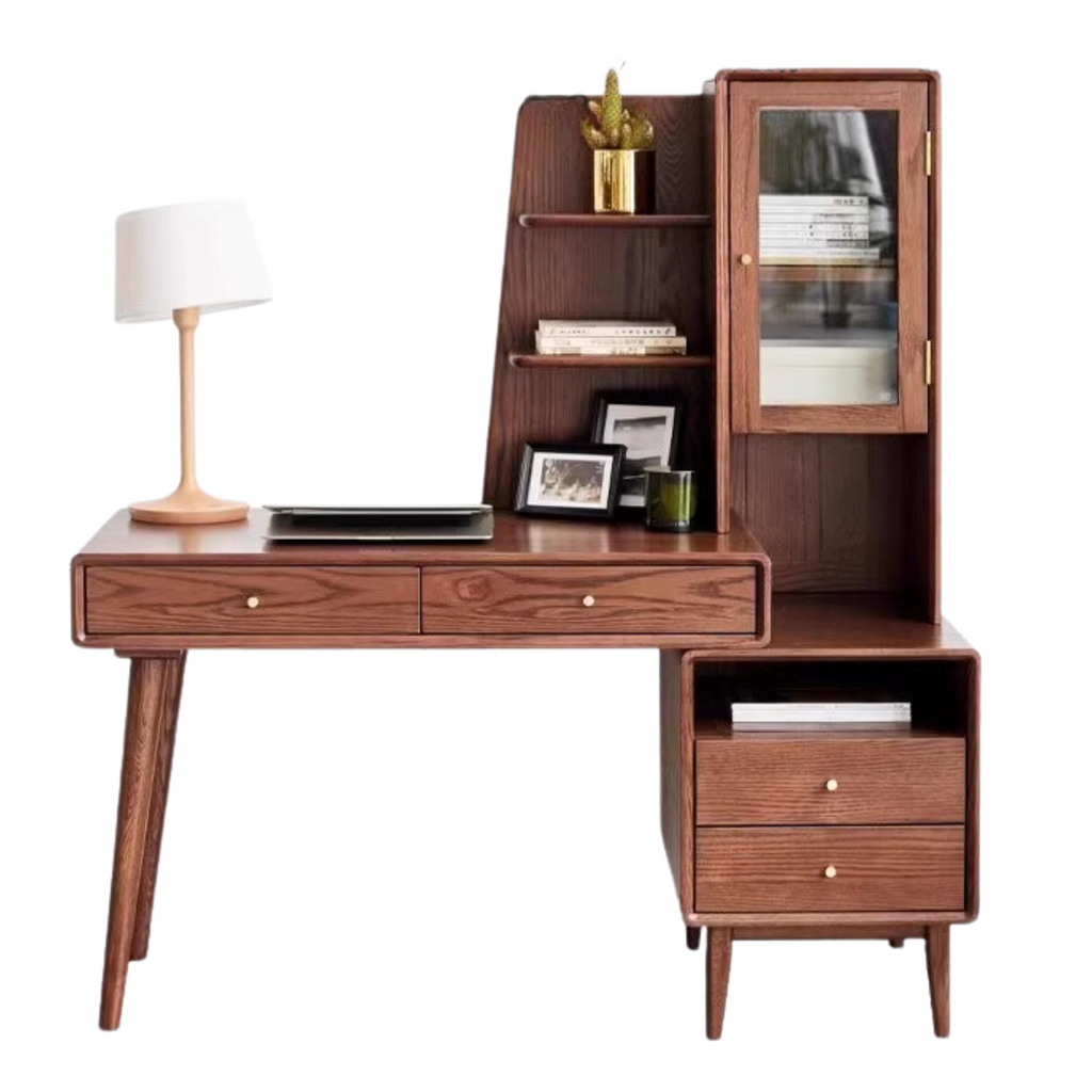 Oak Solid Wood Office Desk Combination