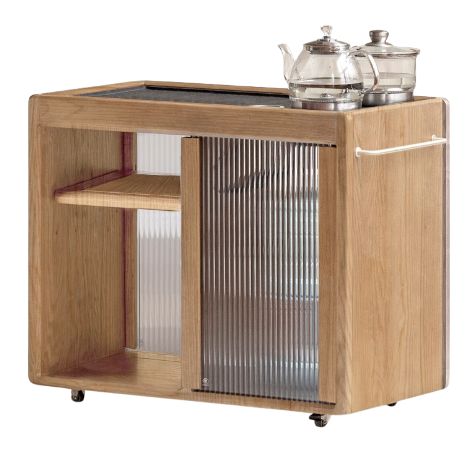 Ash, Oak, Black Walnut Solid Wood Mobile Side Tea Cabinet