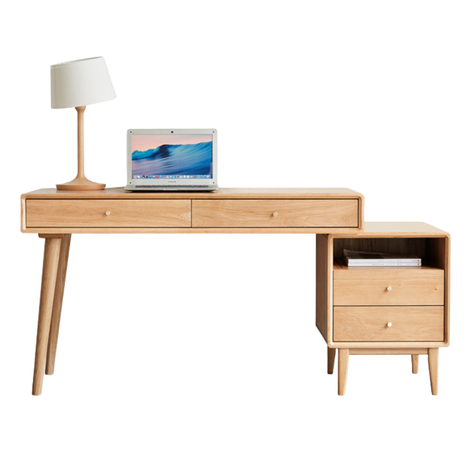 Oak Solid Wood Office Desk Combination