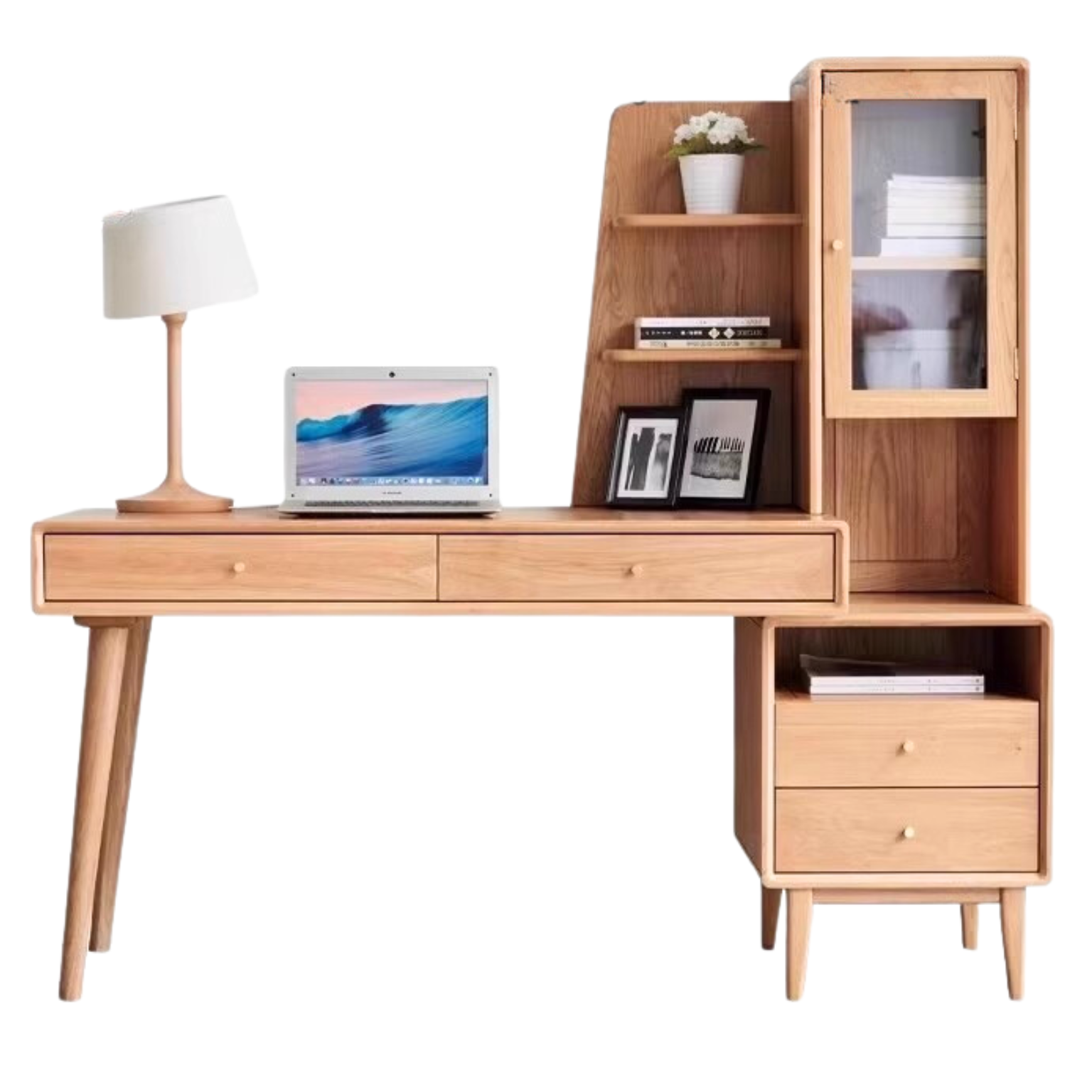 Oak Solid Wood Office Desk Combination