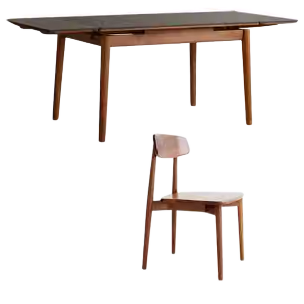 Black Walnut Solid Wood and Rock Plate Dining Table