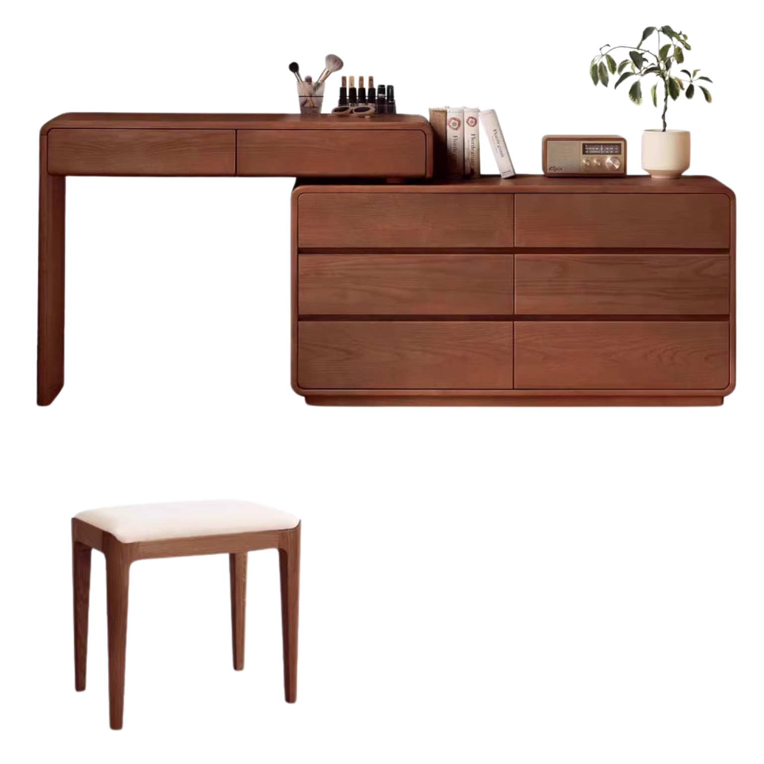 Ash Solid Wood Telescopic Dressing Table-USA