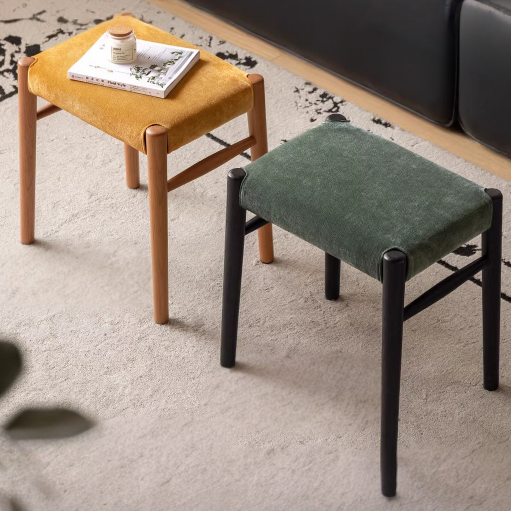 Cherry, Oak Solid Wood Retro Makeup Stool