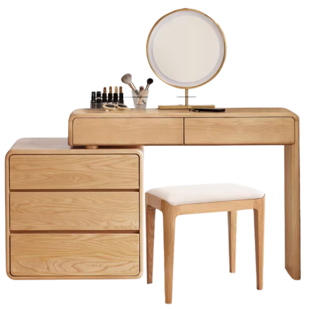 Ash Solid Wood Telescopic Dressing Table-USA