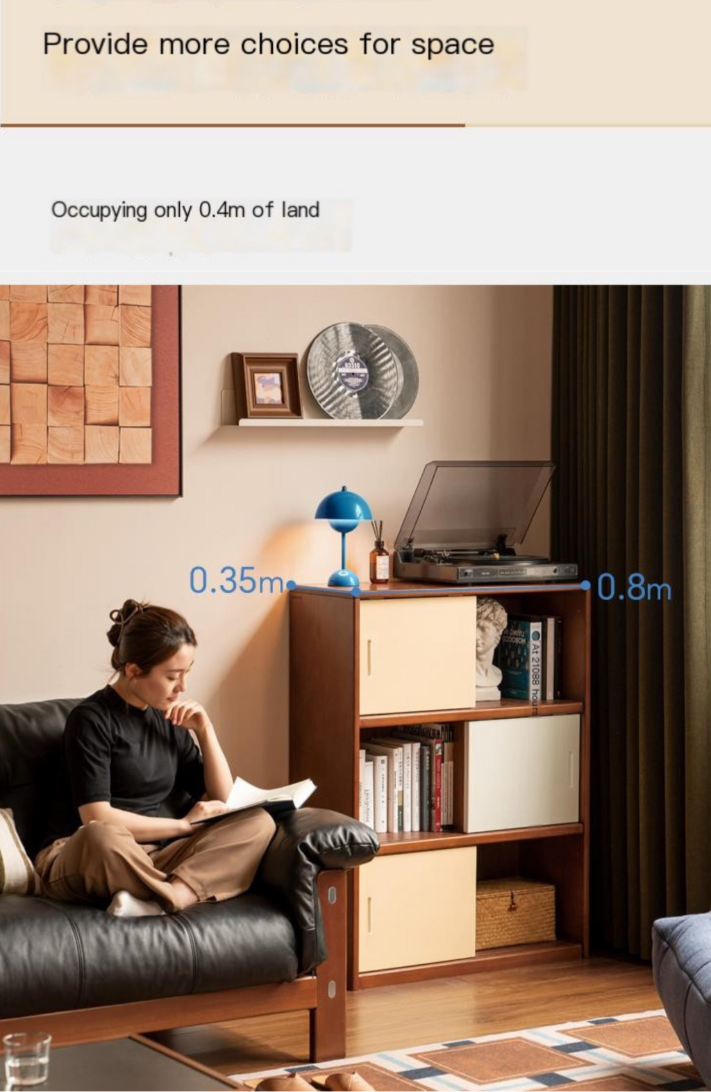 Poplar Solid Wood Bauhaus Side Cabinet