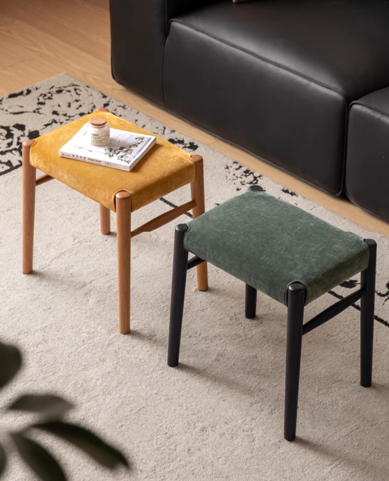 Cherry, Oak Solid Wood Retro Makeup Stool