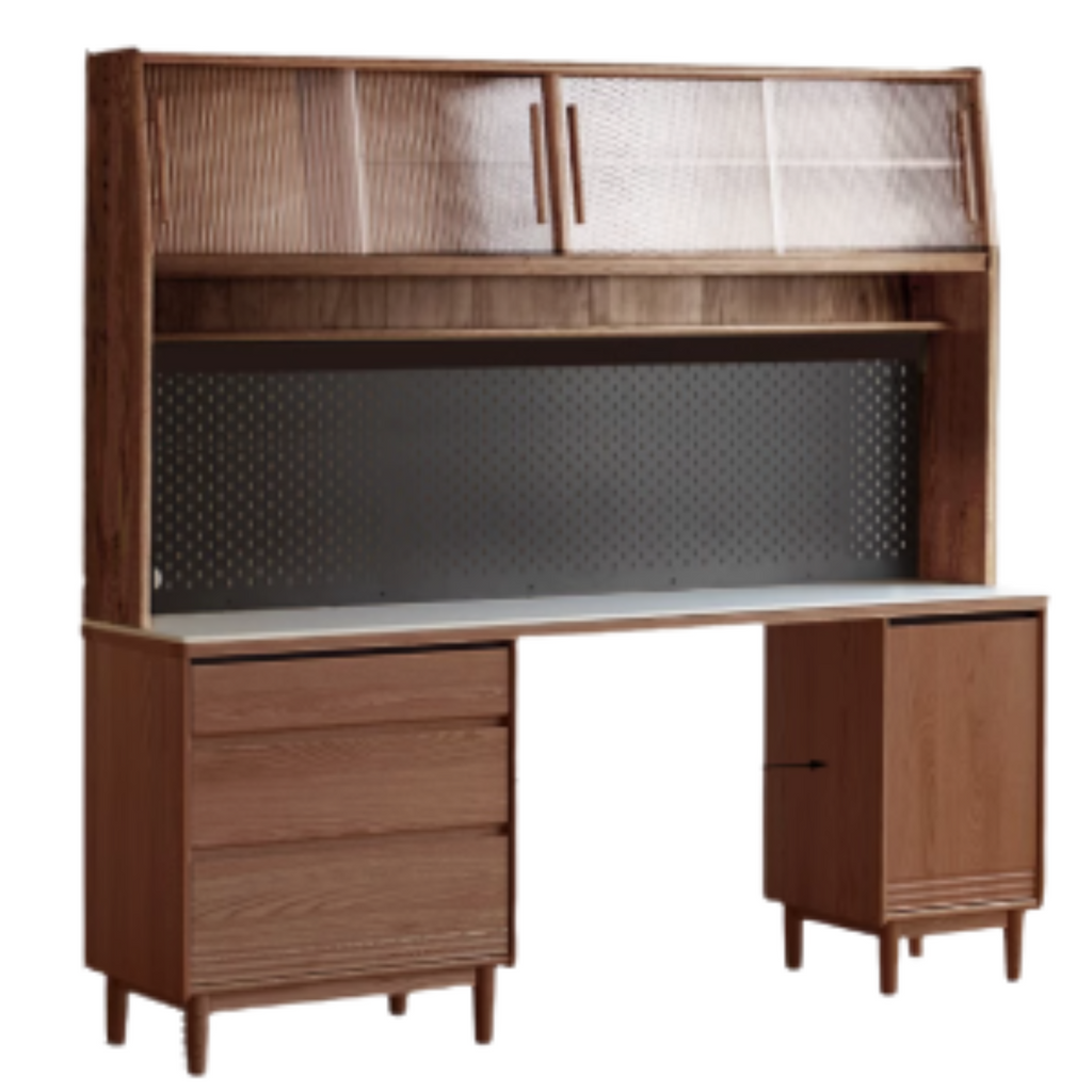 Black Walnut, Oak Solid Wood Light Luxury Style Rock Plate Storage Cabinet