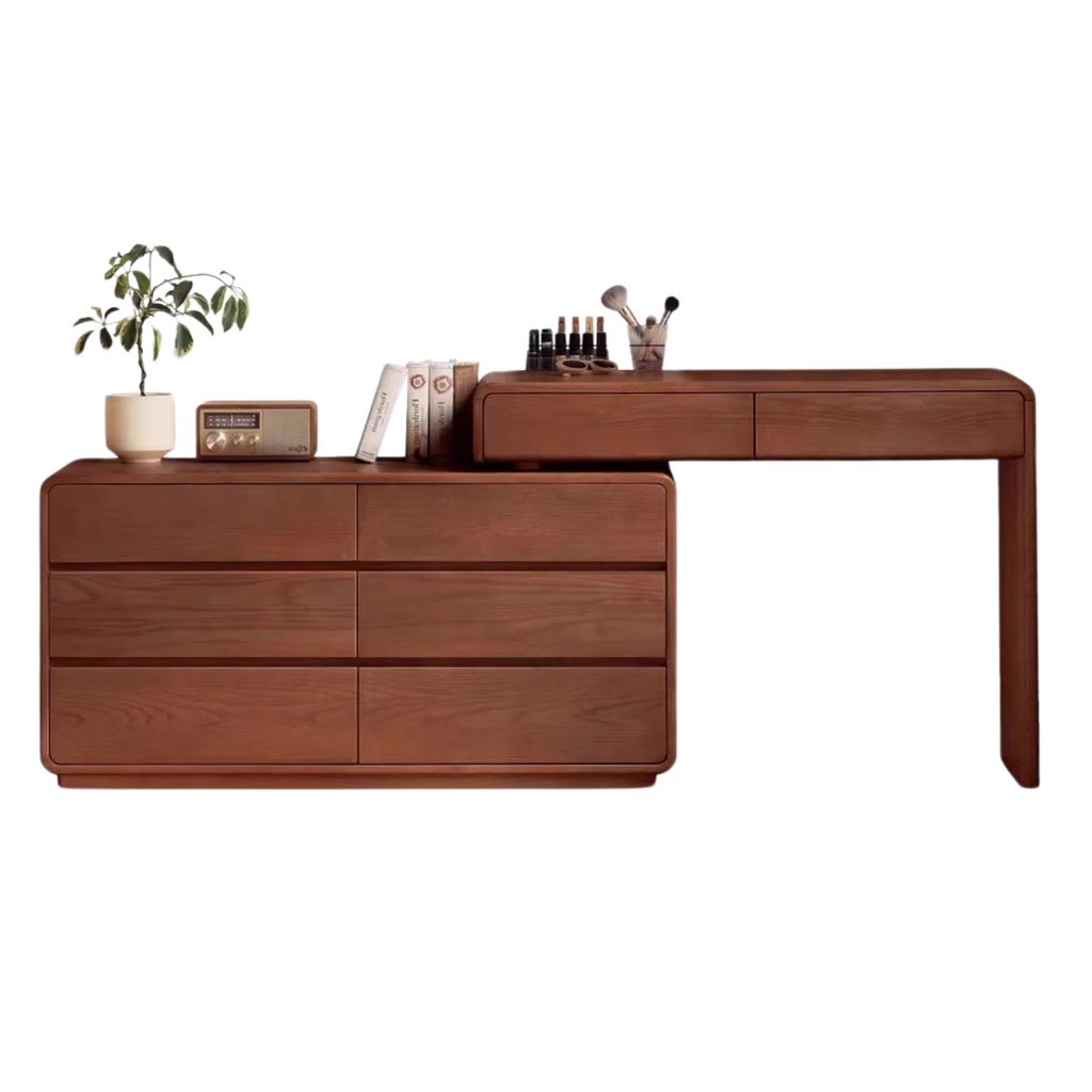 Ash Solid Wood Telescopic Dressing Table-USA