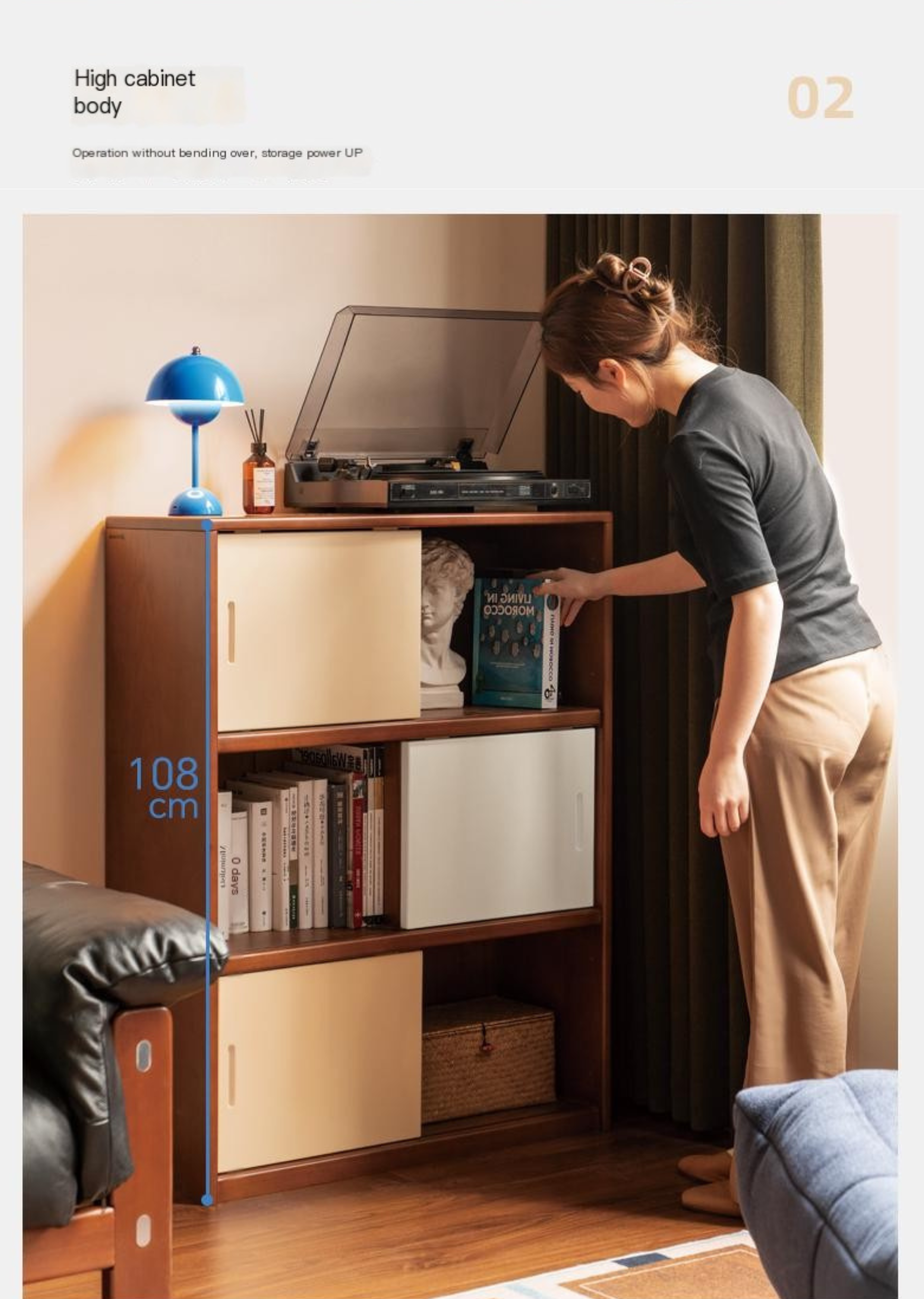 Poplar Solid Wood Bauhaus Side Cabinet