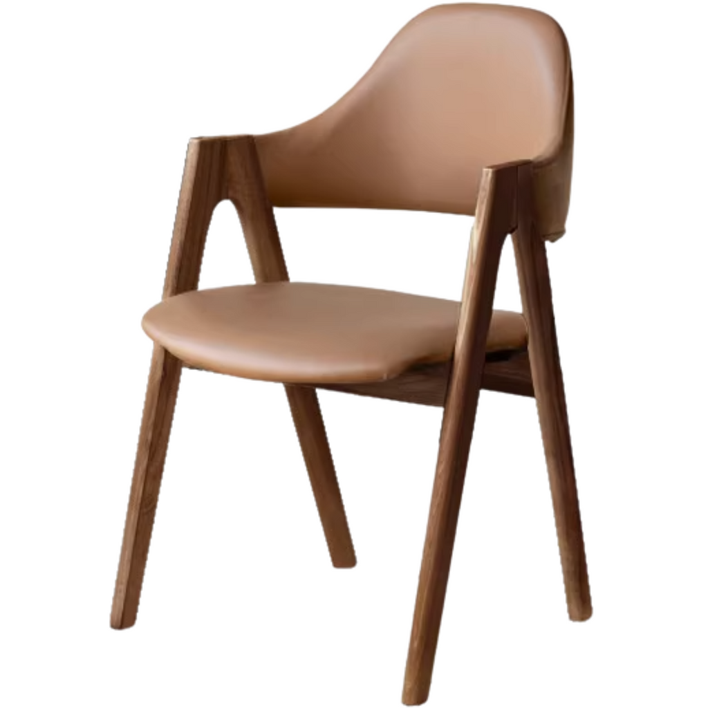 2 pcs Black Walnut Solid Wood, Organic Leather, Armchair