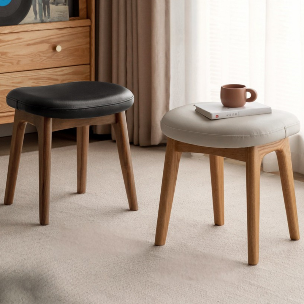 Ash, Black Walnut, Oak, Sandalwood Solid Wood Makeup Stool
