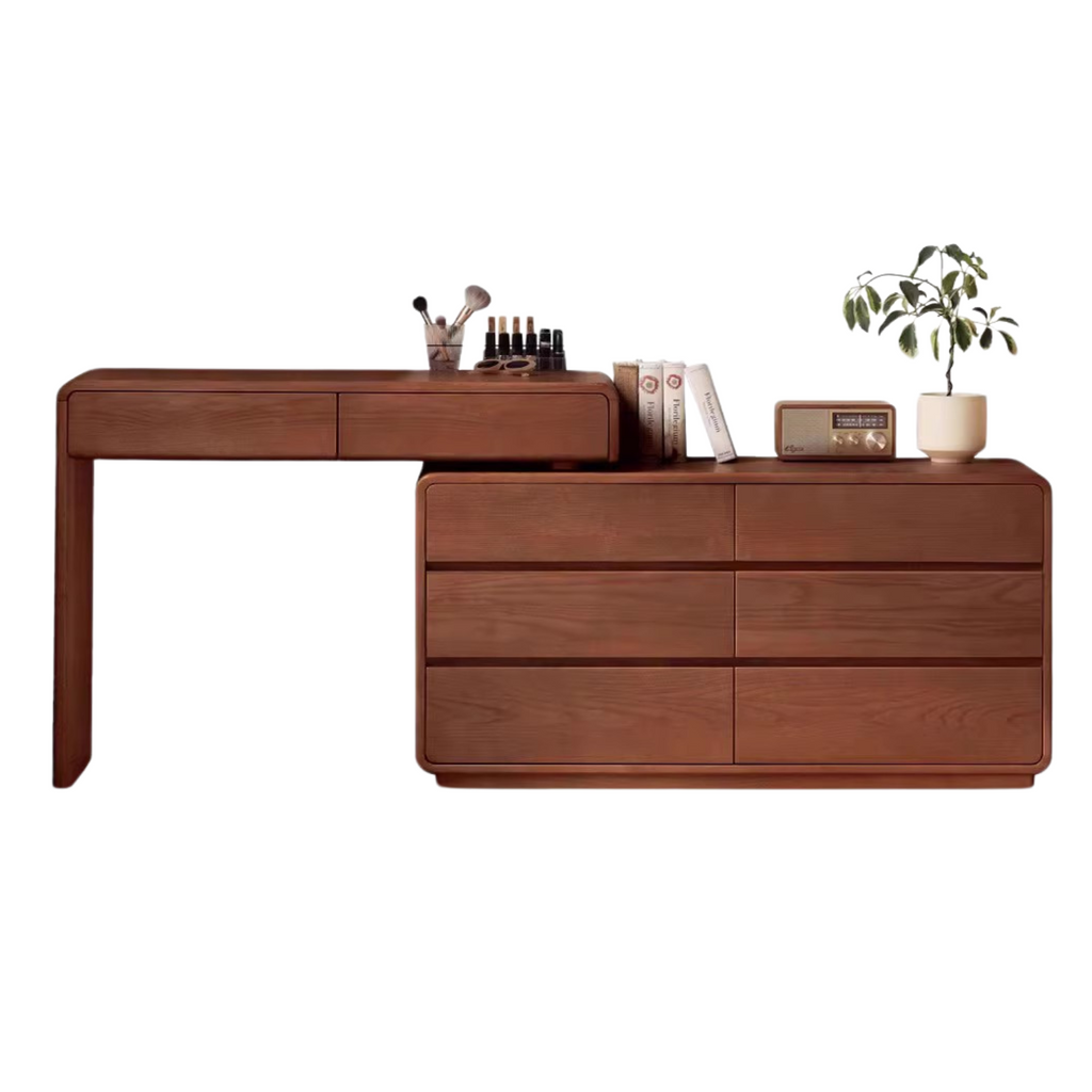Ash Solid Wood Telescopic Dressing Table-USA