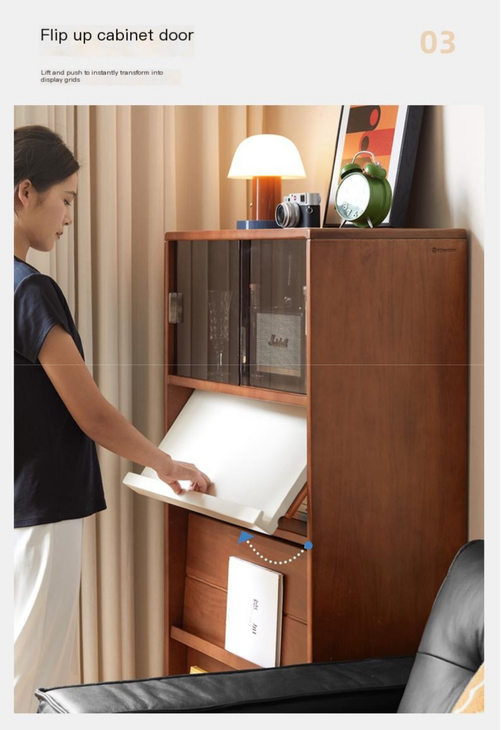 Tulip Solid Wood Middle Ages Flip Door Edge Cabinet.