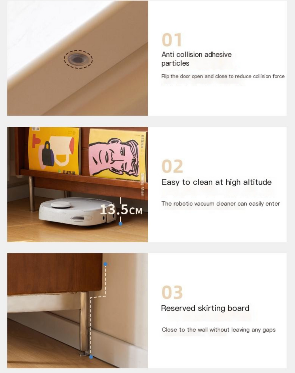 Tulip Solid Wood Middle Ages Flip Door Edge Cabinet.