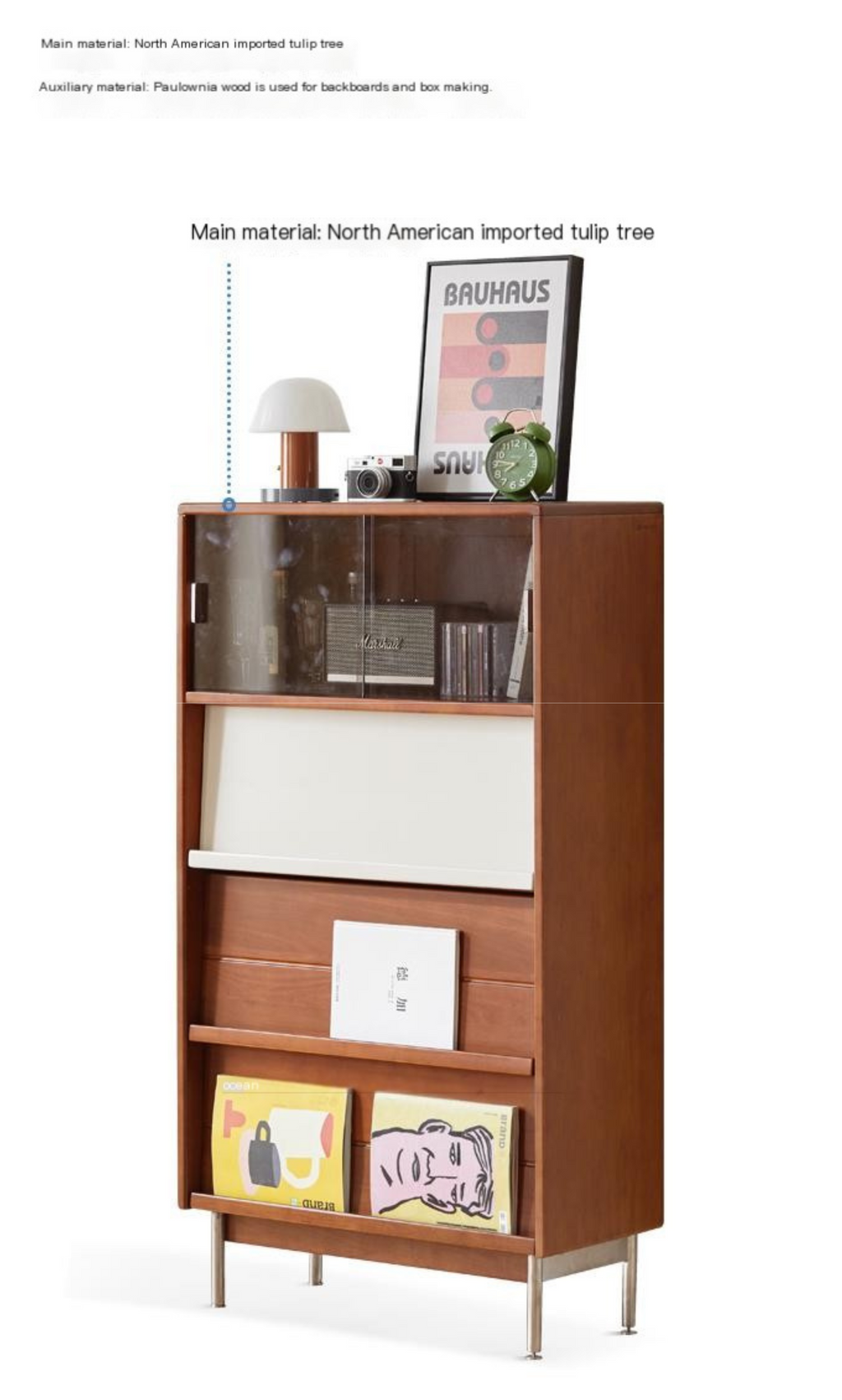 Tulip Solid Wood Middle Ages Flip Door Edge Cabinet.